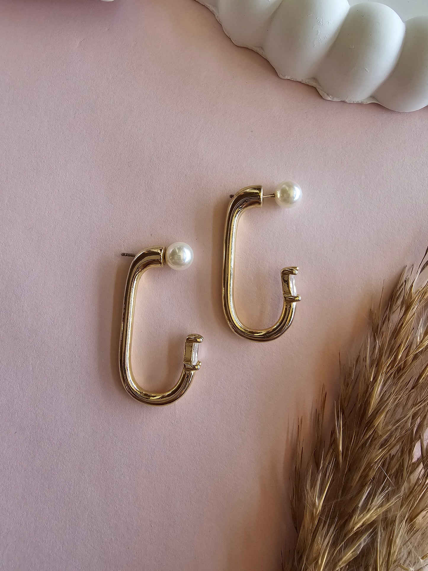 Luxe Pearl Detail Hoops