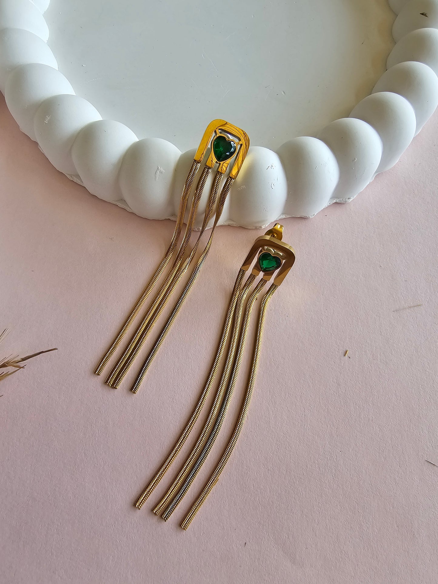 Emerald Luxe Drape Earrings