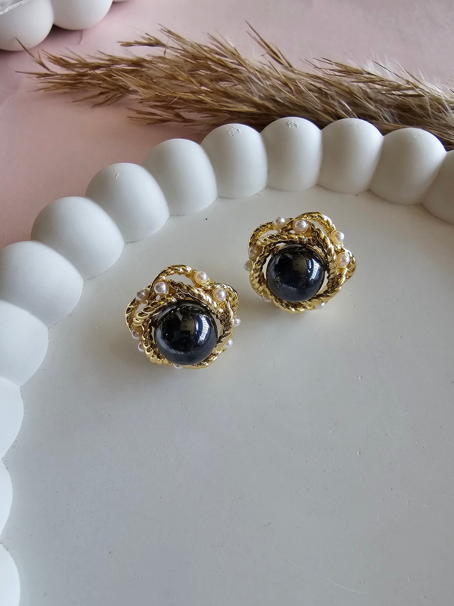 Black Pearl Constellation Earrings