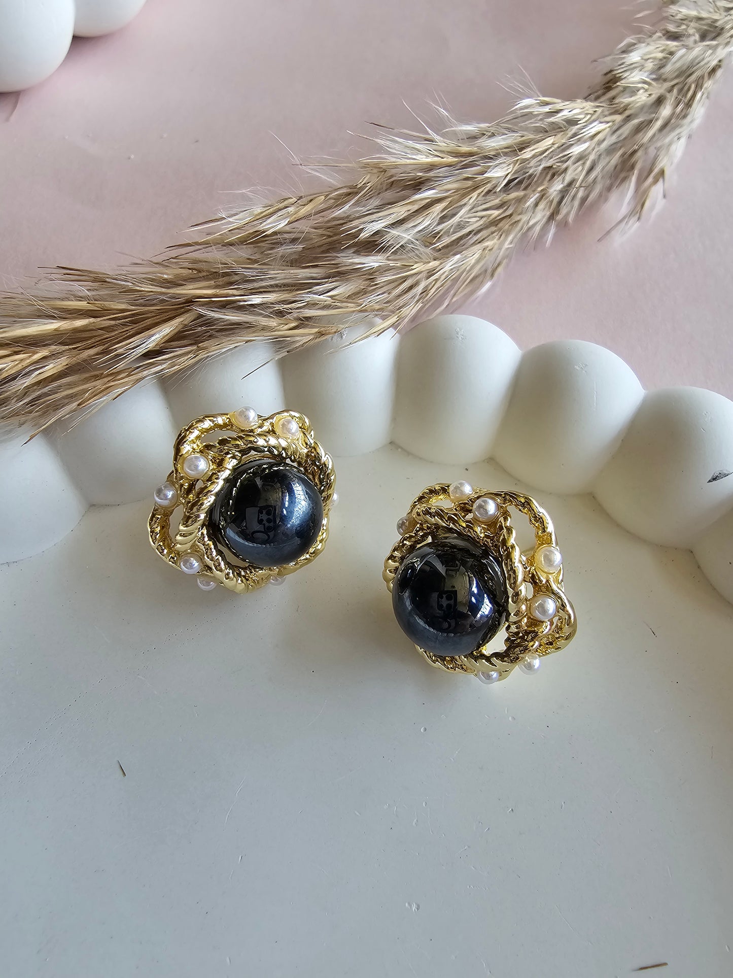 Black Pearl Constellation Earrings