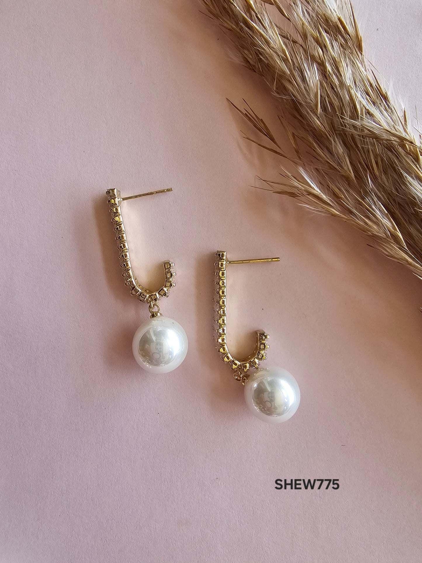 Baguette Pearl Drop Hoops