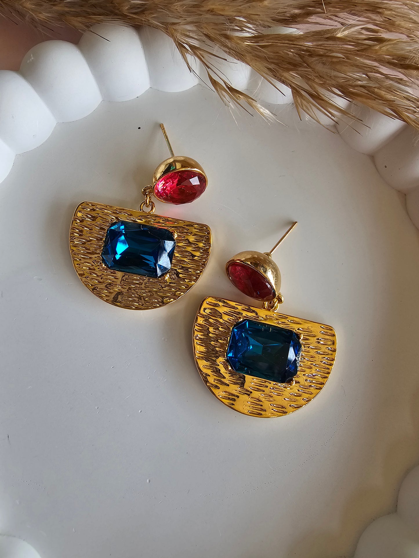 Celeste Dual-Tone Gem Drop Earrings