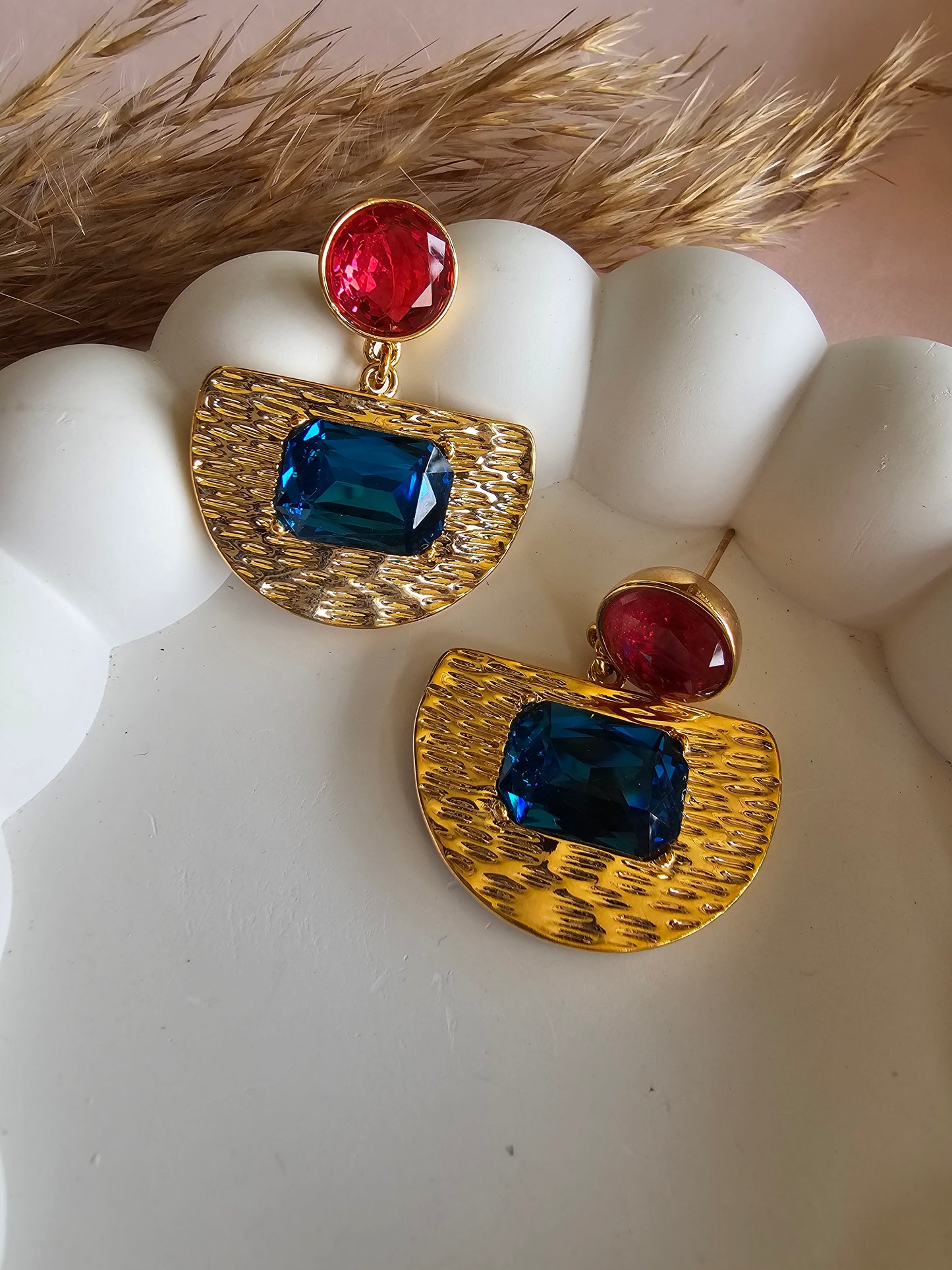 Celeste Dual-Tone Gem Drop Earrings