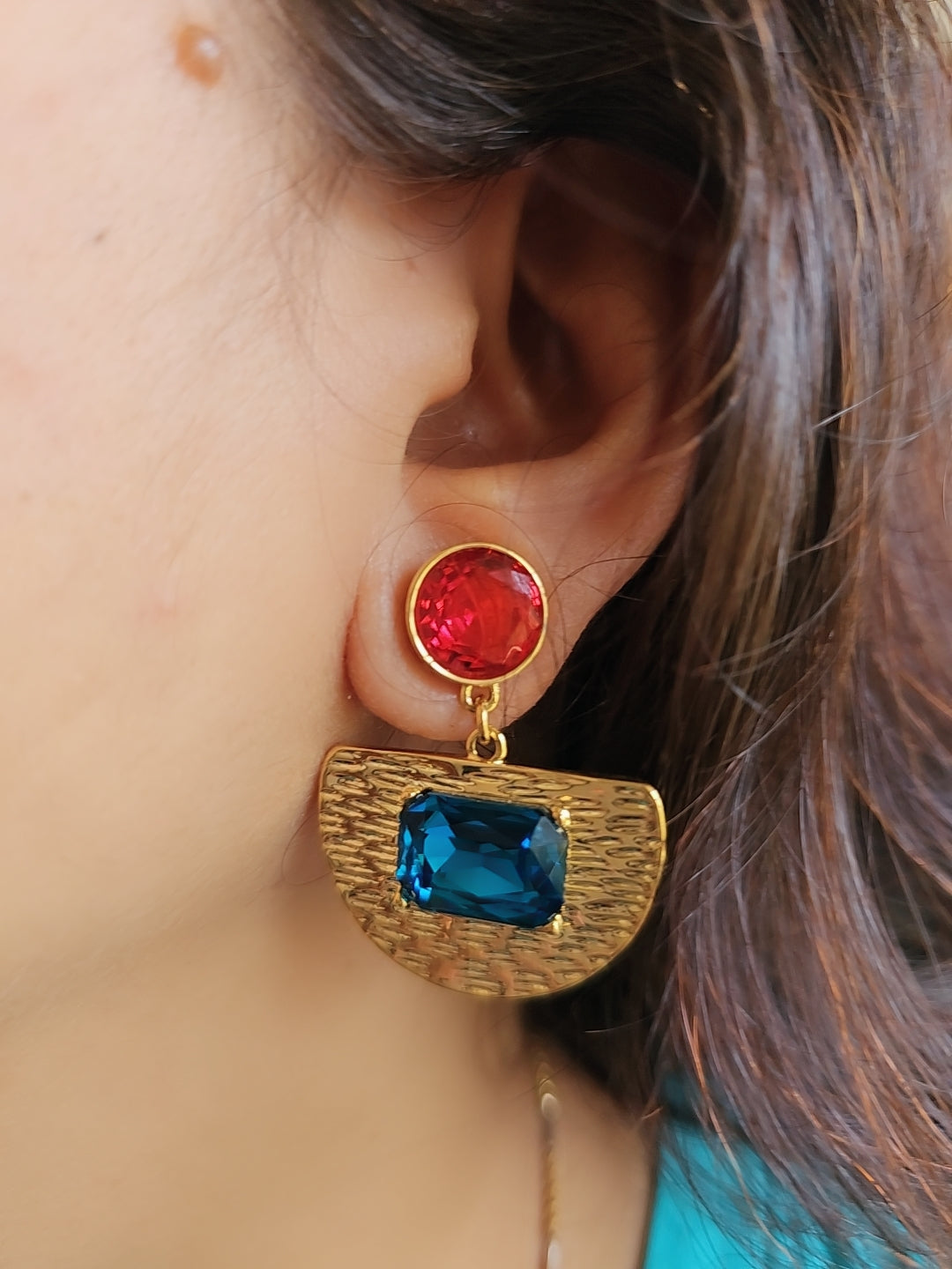Celeste Dual-Tone Gem Drop Earrings