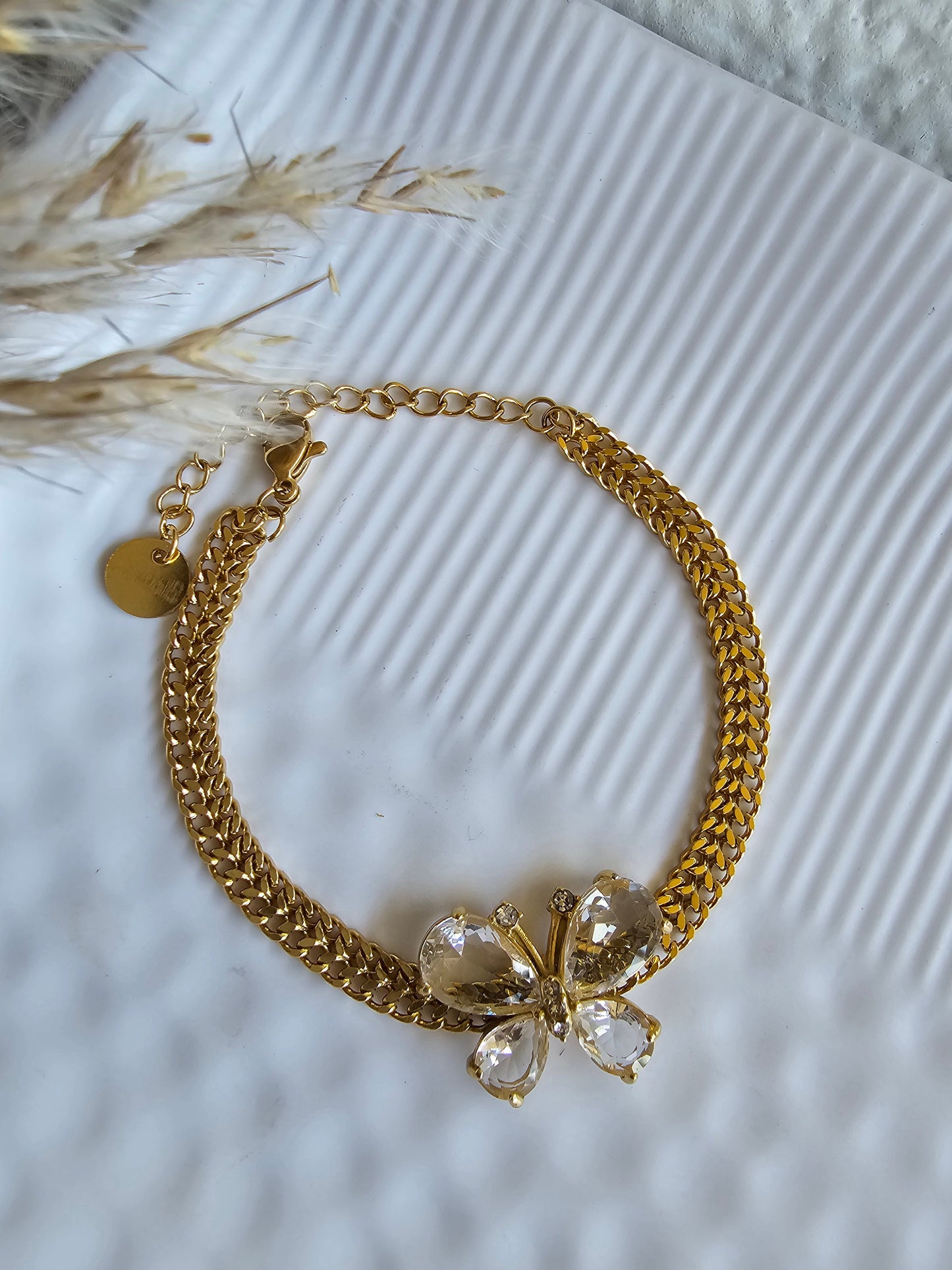 Butterfly crystal chain bracelet
