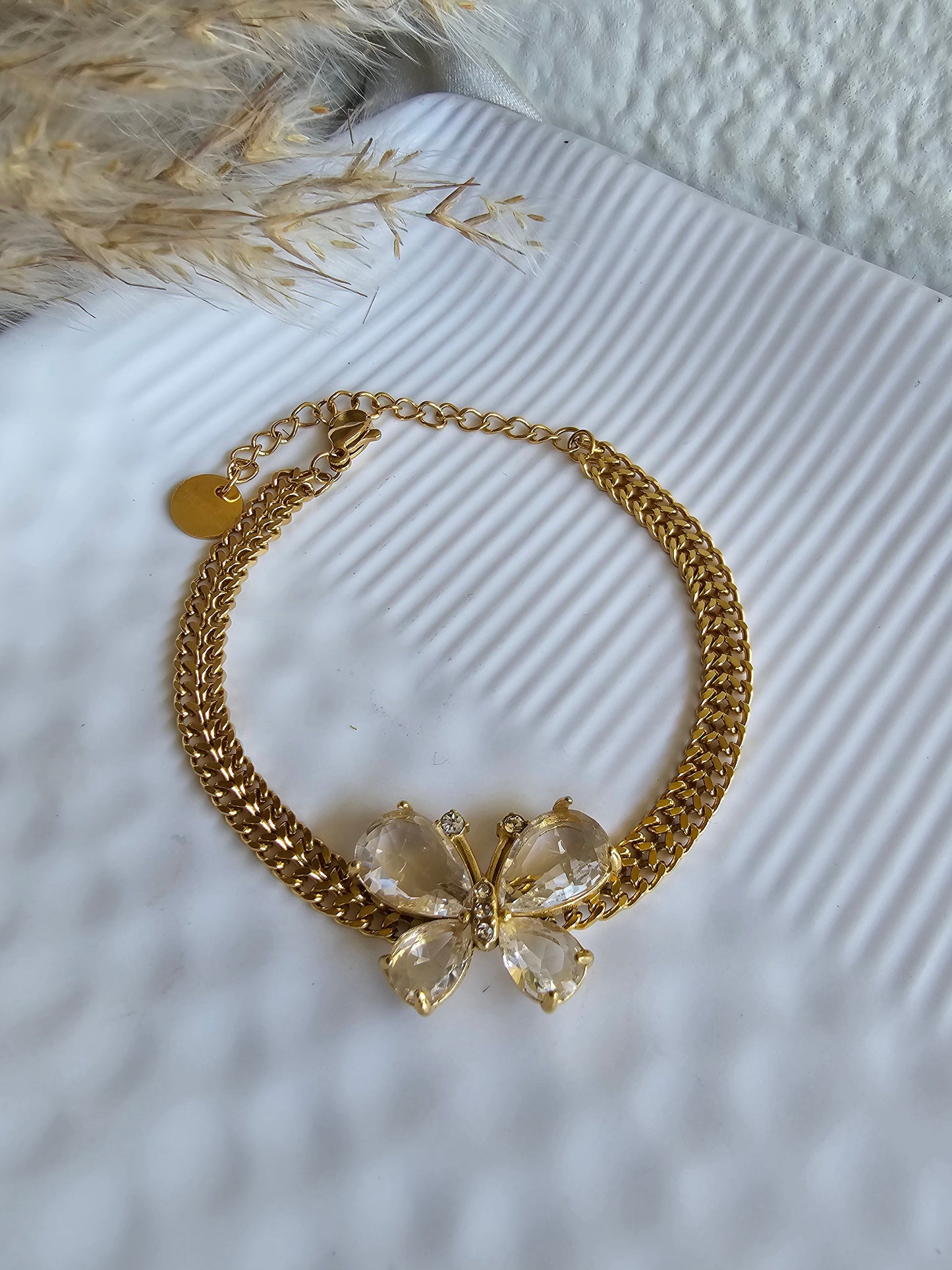 Butterfly crystal chain bracelet
