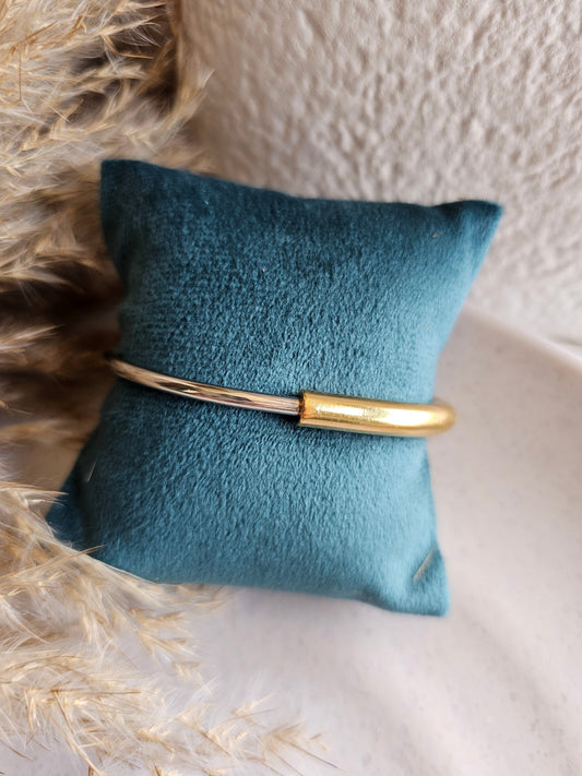 Dual-Tone Sleek Cuff Bracelet