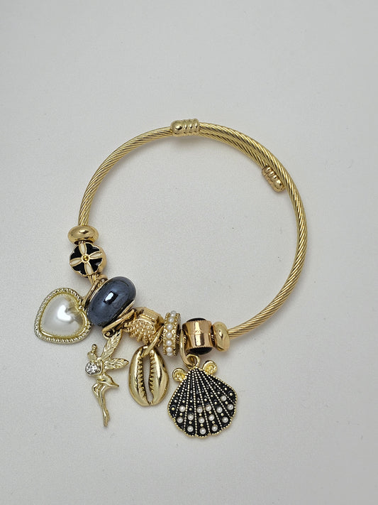 Pearl Fairy Charm Pandora Bracelet Black