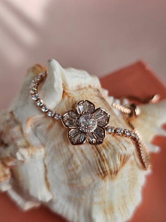 Floral Spark Adjustable Bracelet (Rose Gold)
