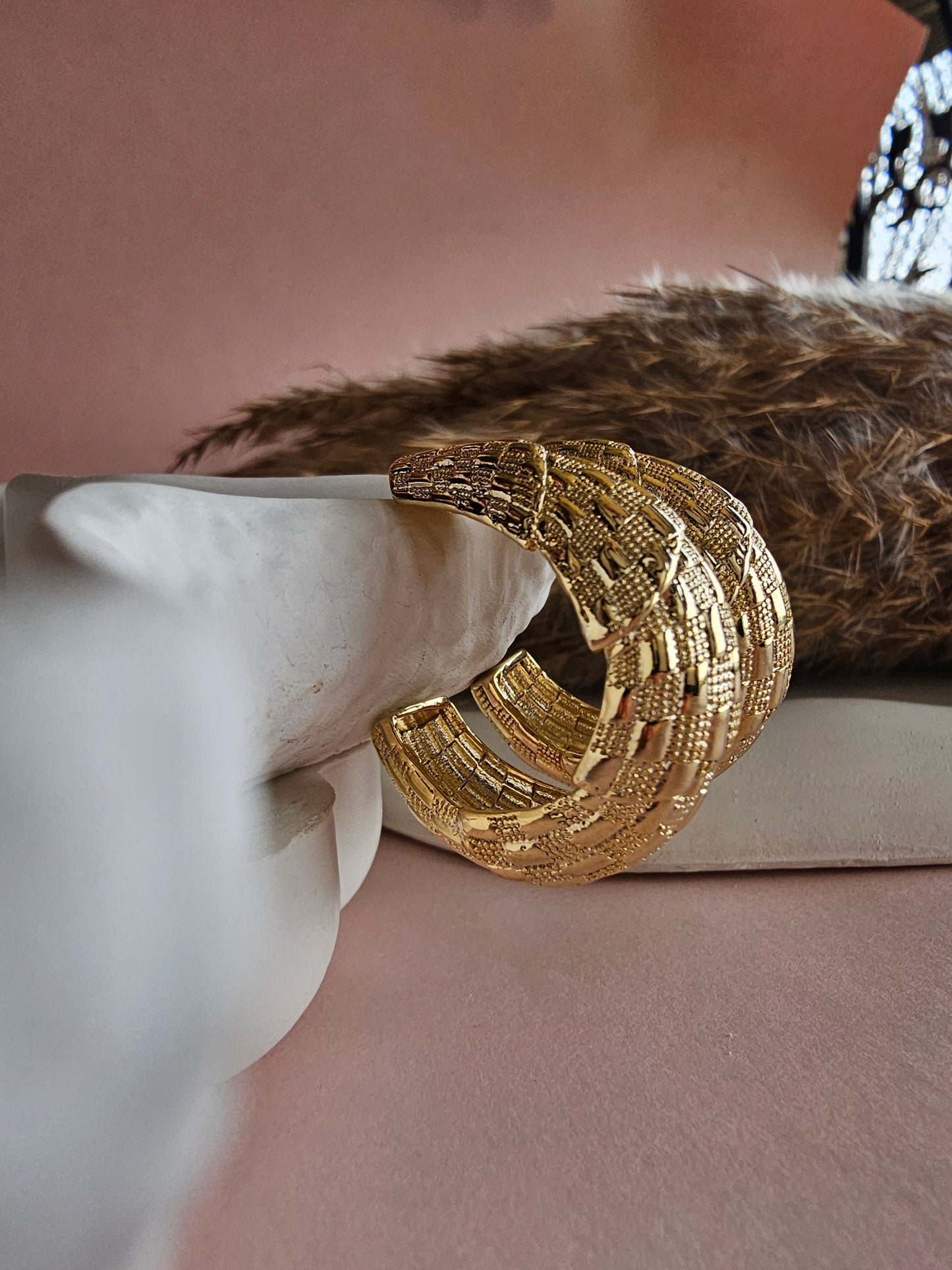 Golden Texture Hoops