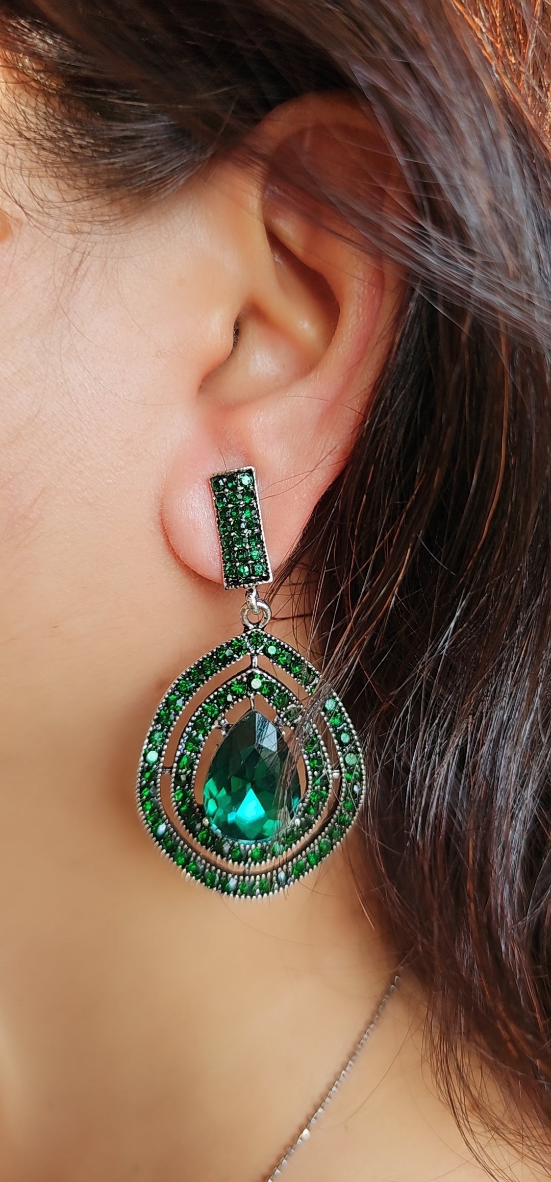Emerald Noir Statement Earrings