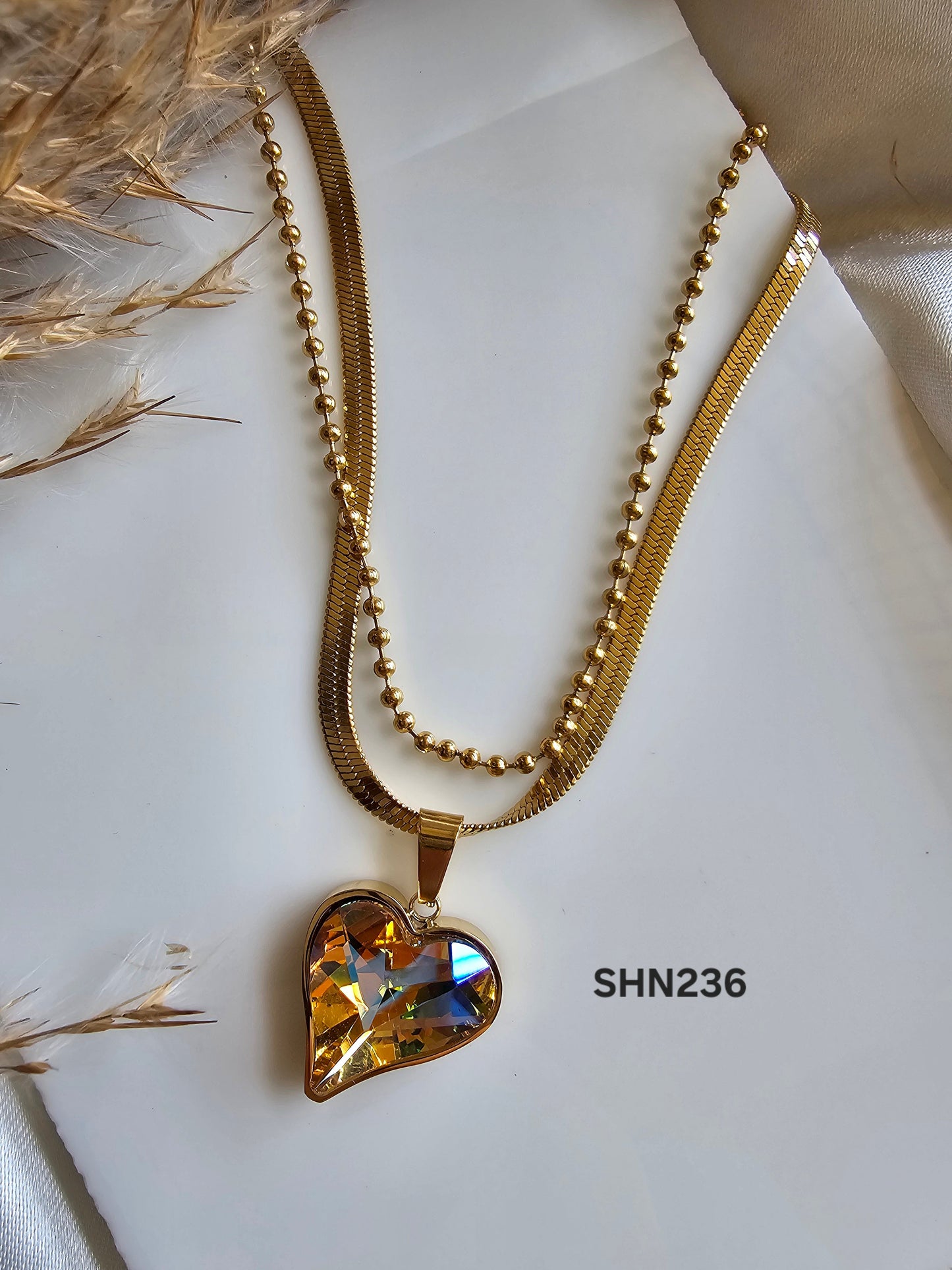 Aurora Heart Layered Necklace