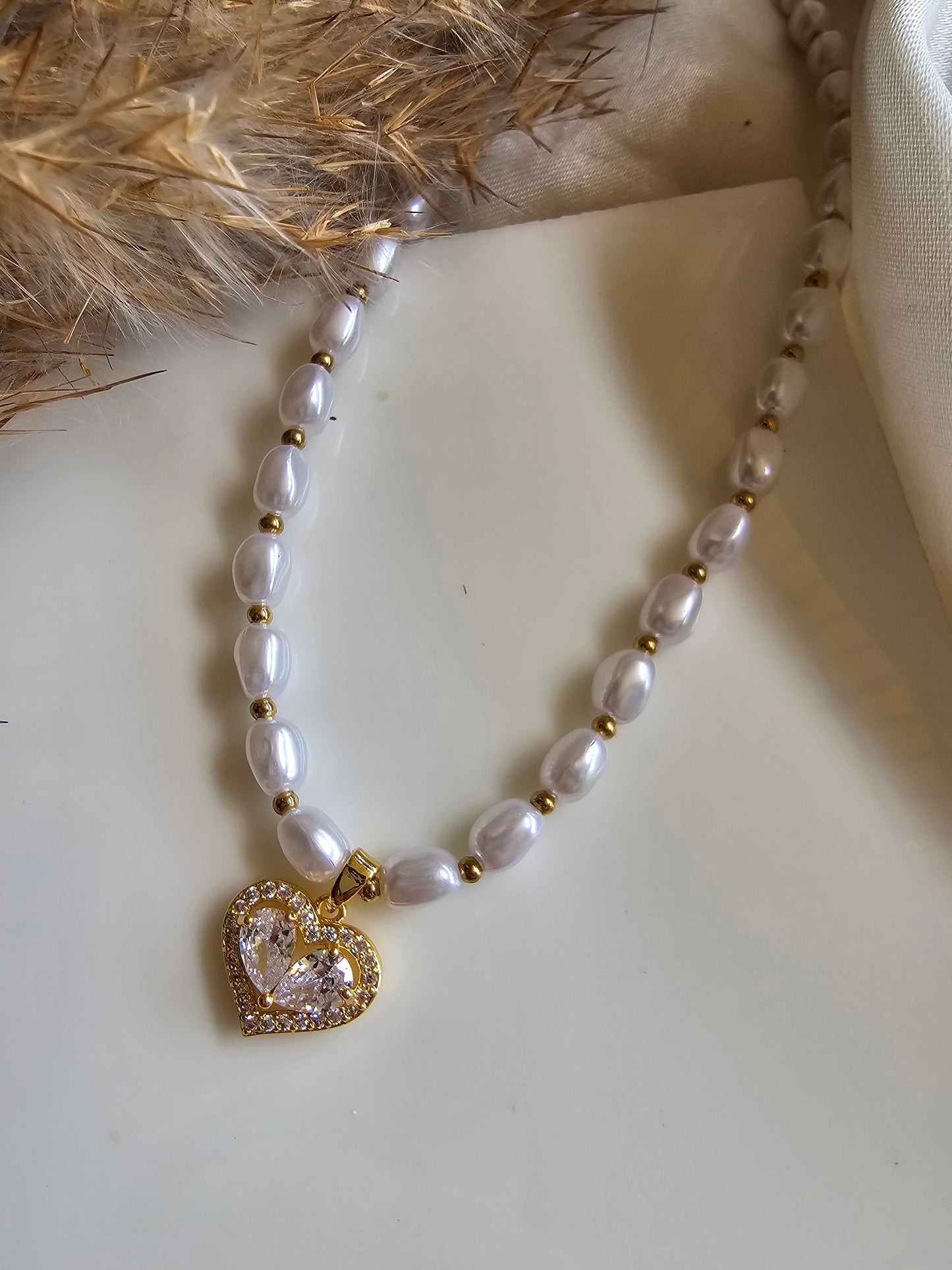 Pearl Romance Heart Necklace