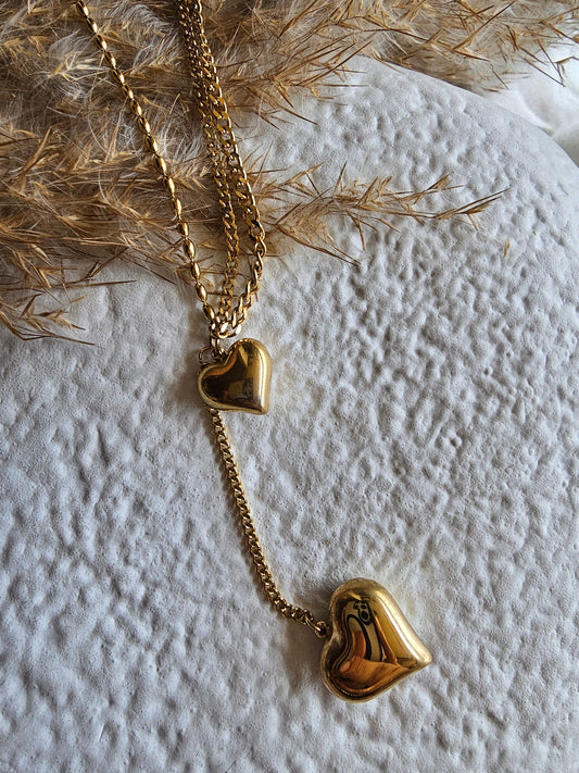 Double Heart Charm Necklace