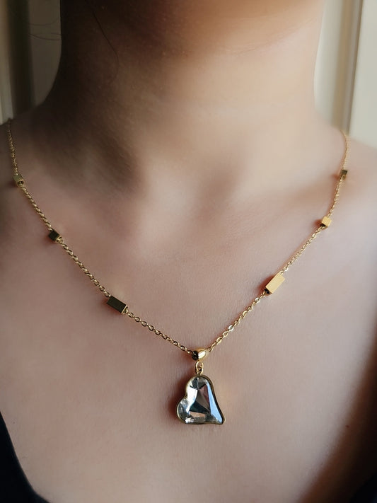 Crystal Heart Drop Necklace