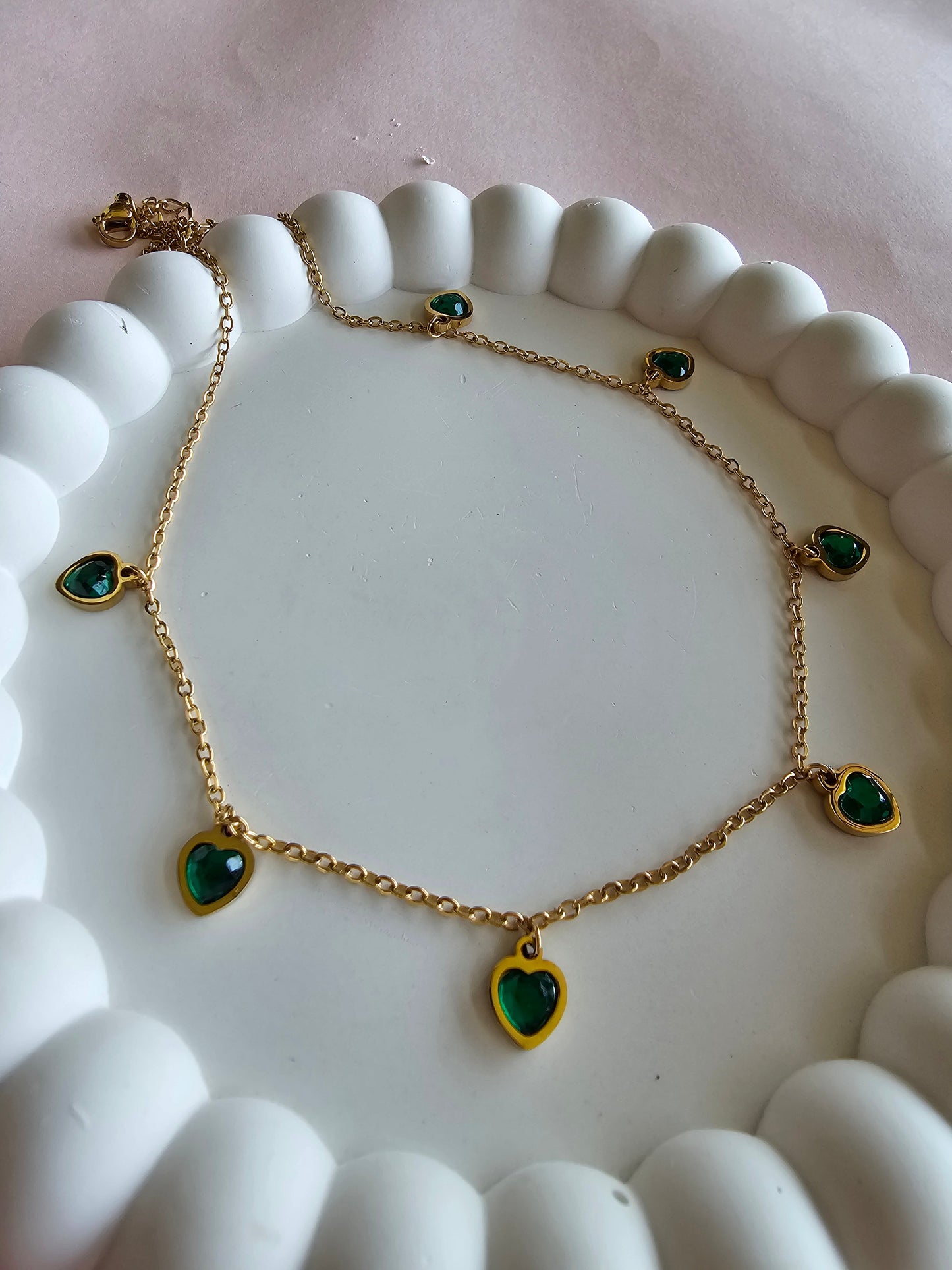 Emerald Heart Charm Necklace