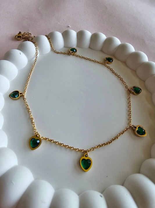 Emerald Heart Charm Necklace
