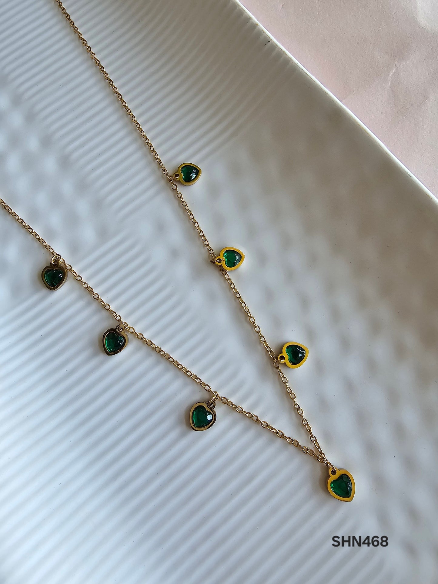 Emerald Heart Charm Necklace