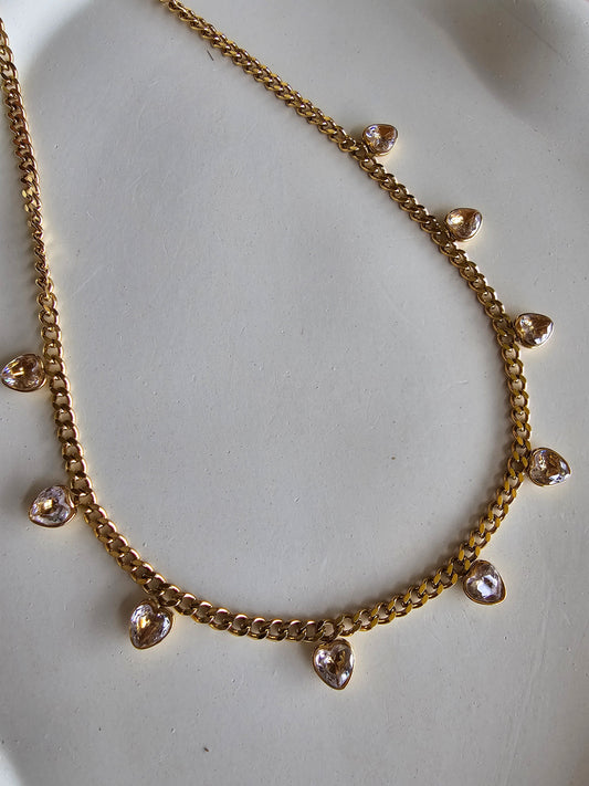 Crystal Heart Drop Choker