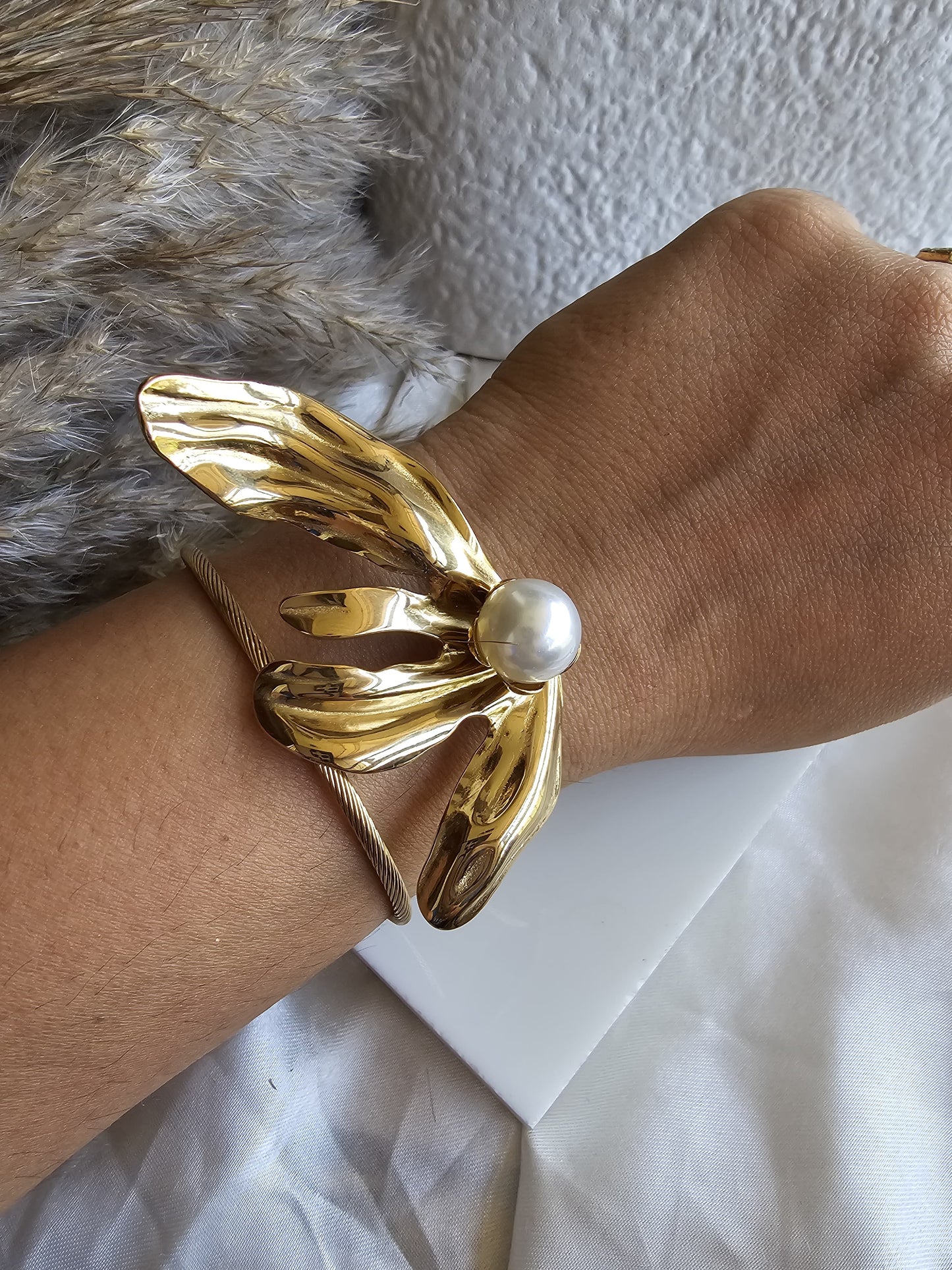 Golden Bloom Pearl Cuff