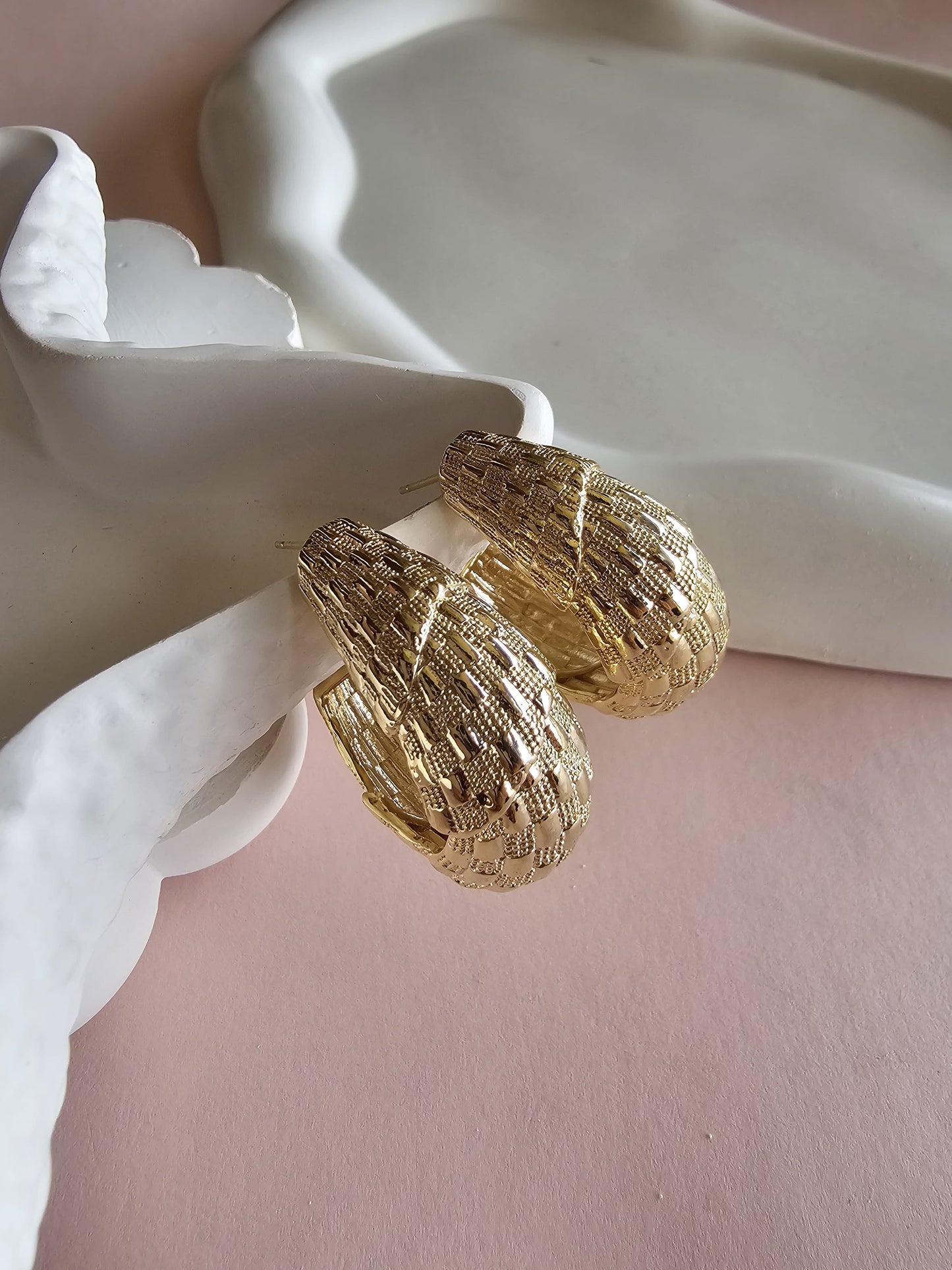 Golden Texture Hoops