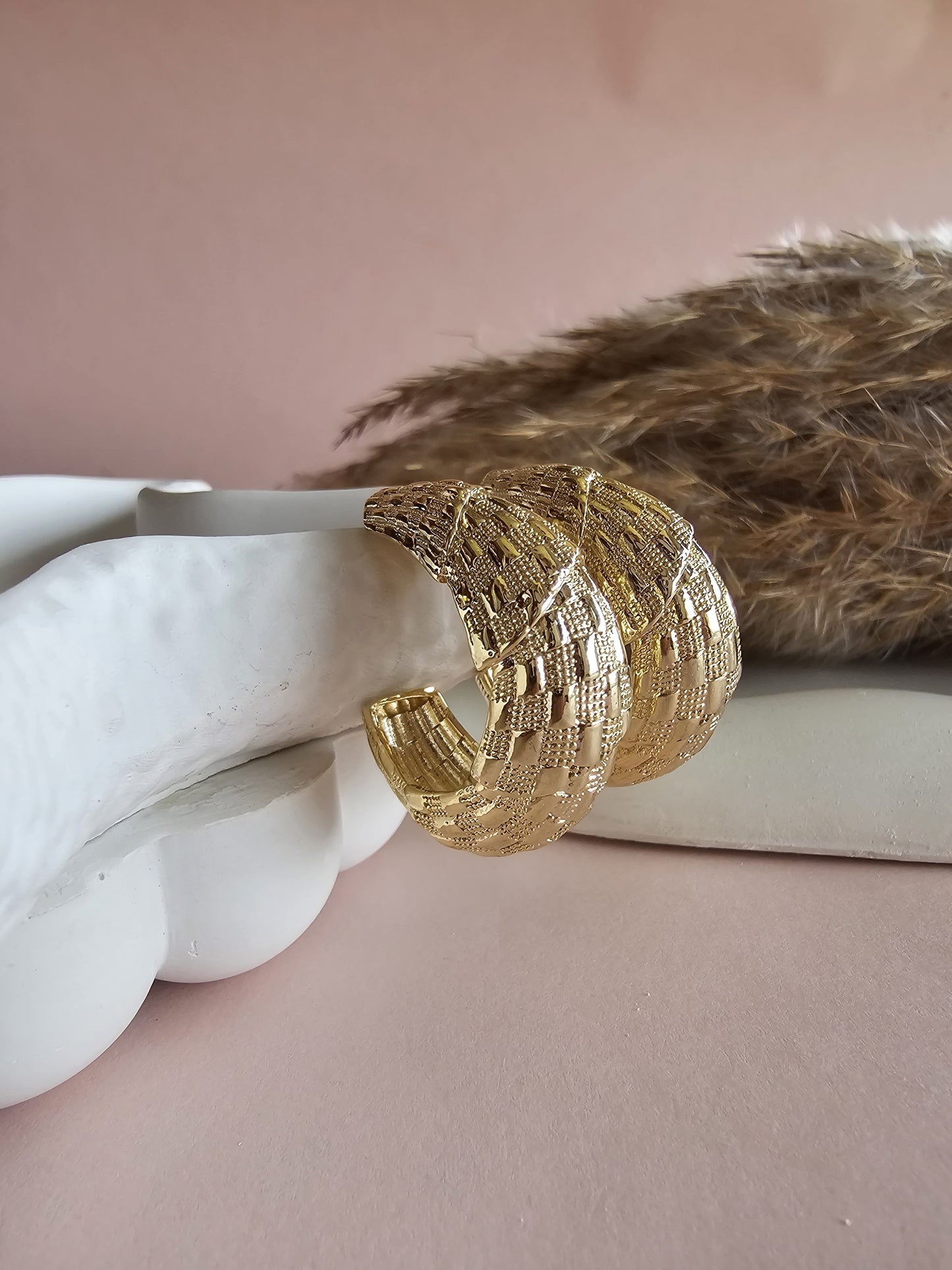 Golden Texture Hoops