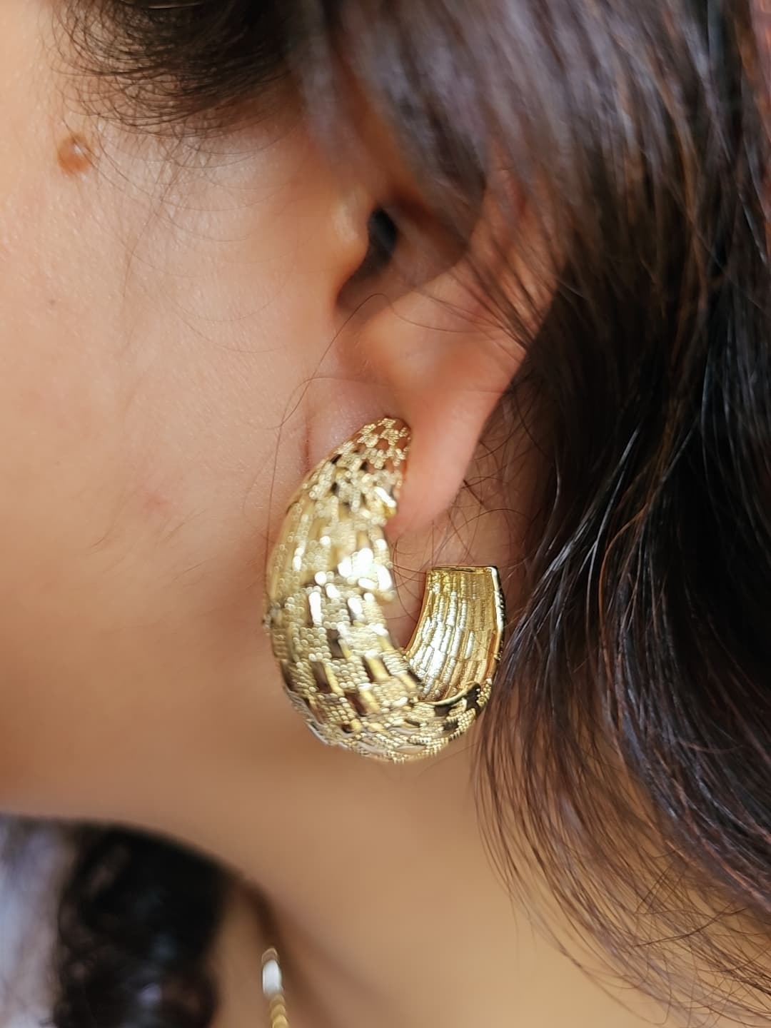 Golden Texture Hoops