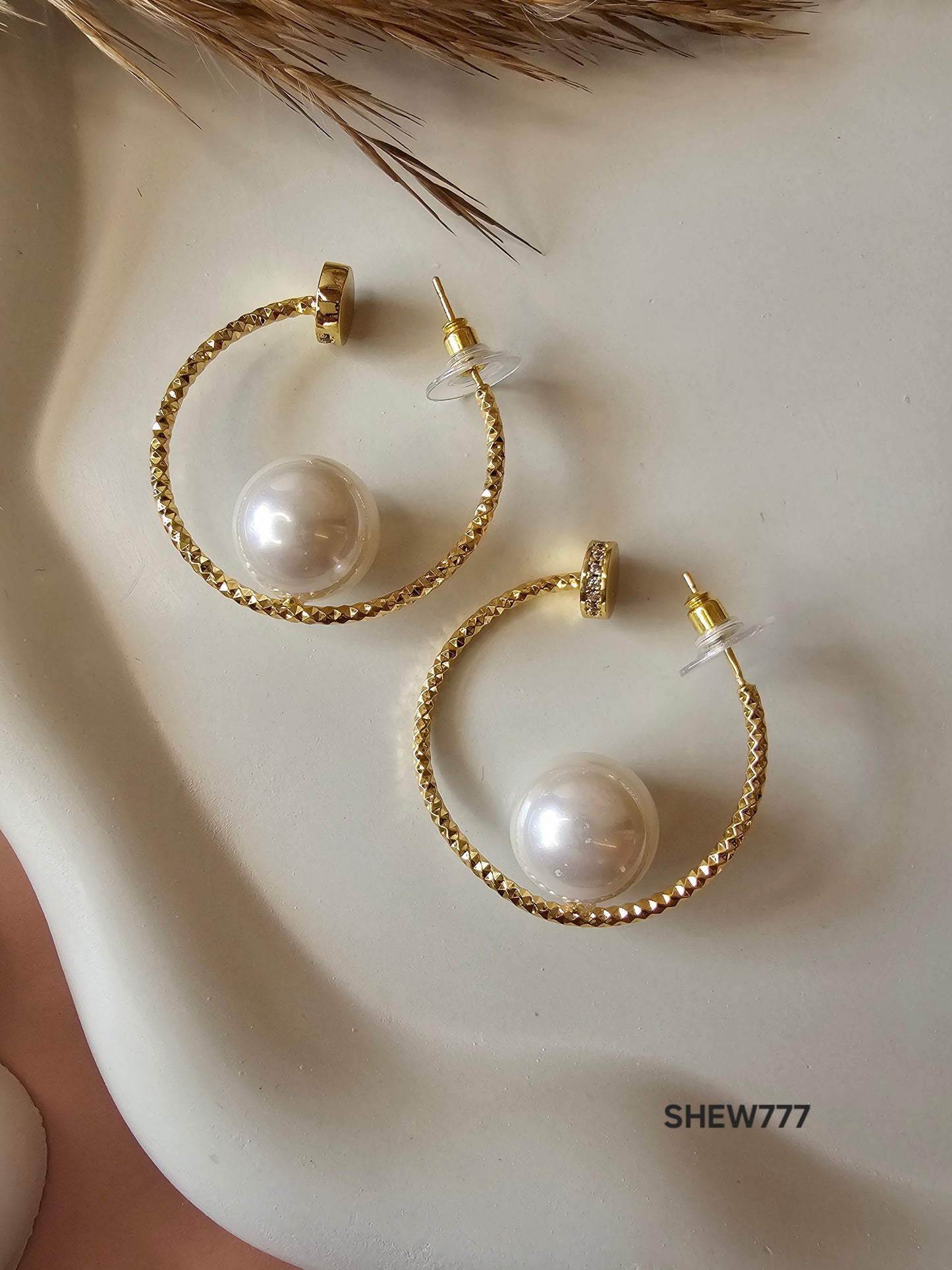 Celeste Pearl Hoop Earrings
