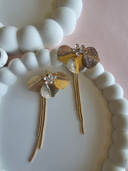 Golden Orchid Drop Earrings