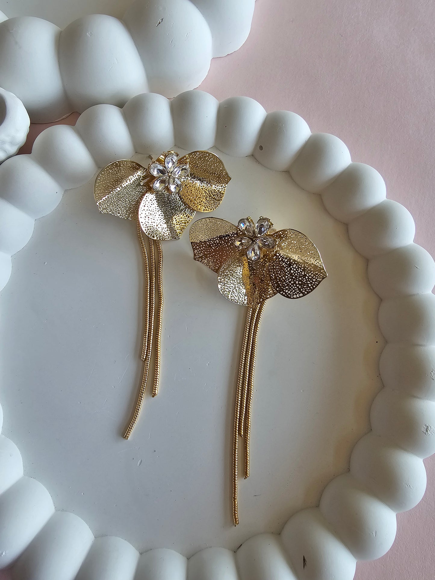 Golden Orchid Drop Earrings