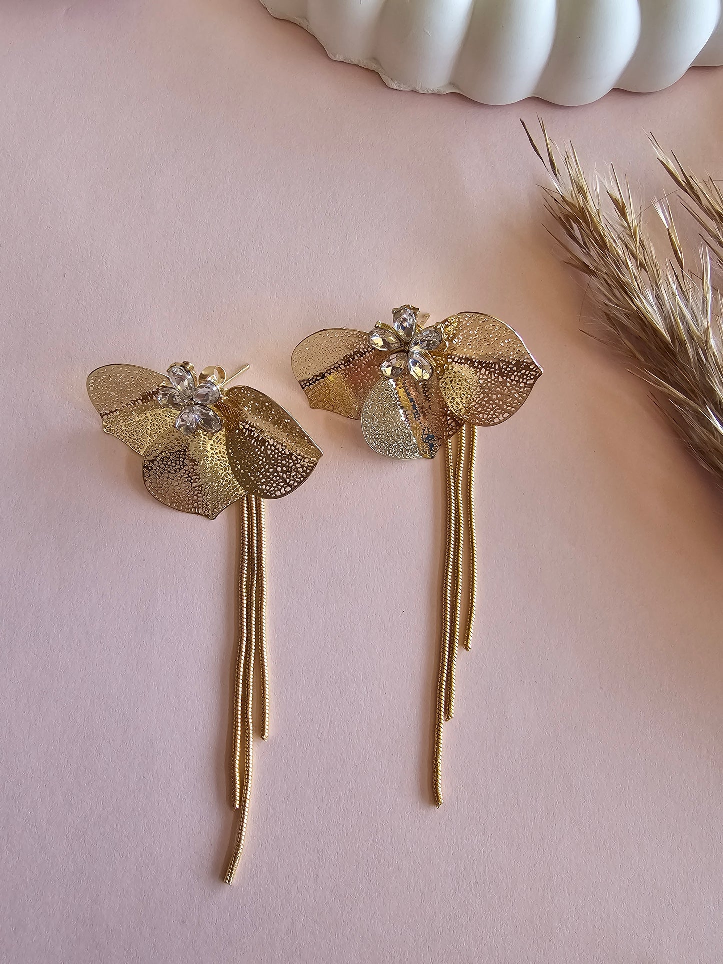 Golden Orchid Drop Earrings