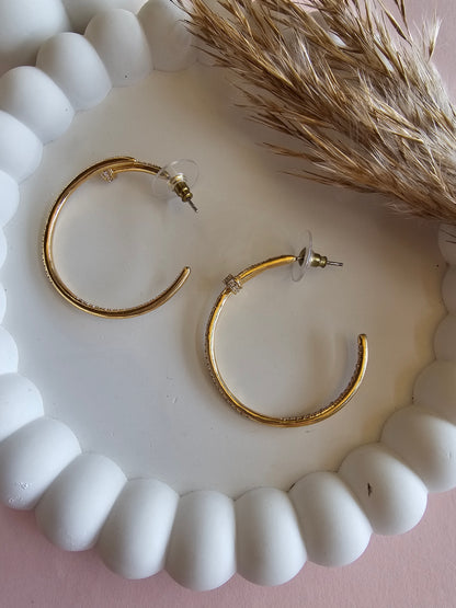 Stellar Pavé Gold Hoops