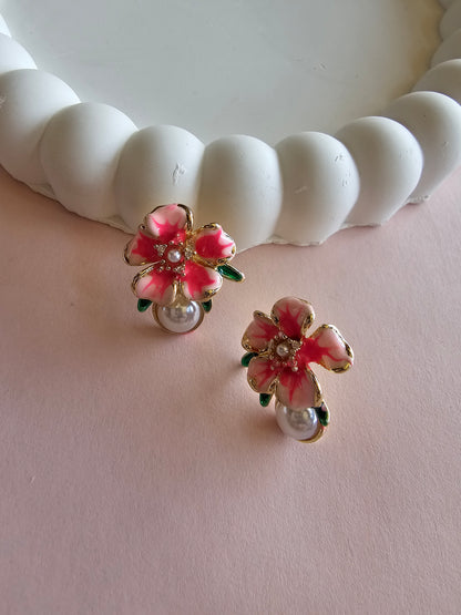 Blossom Bloom Floral Pearl Studs