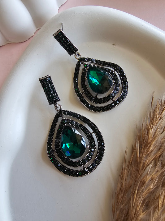Emerald Noir Statement Earrings