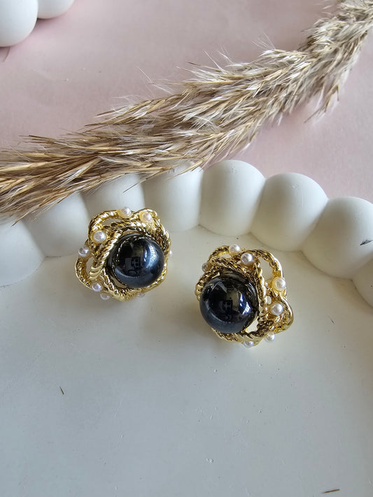 Black Pearl Constellation Earrings