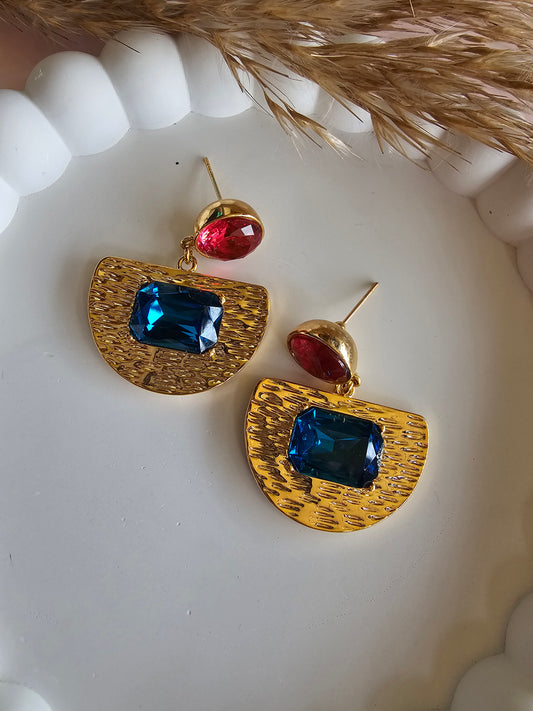 Celeste Dual-Tone Gem Drop Earrings