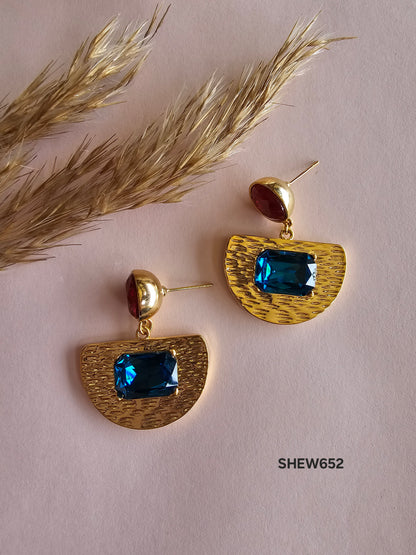 Celeste Dual-Tone Gem Drop Earrings