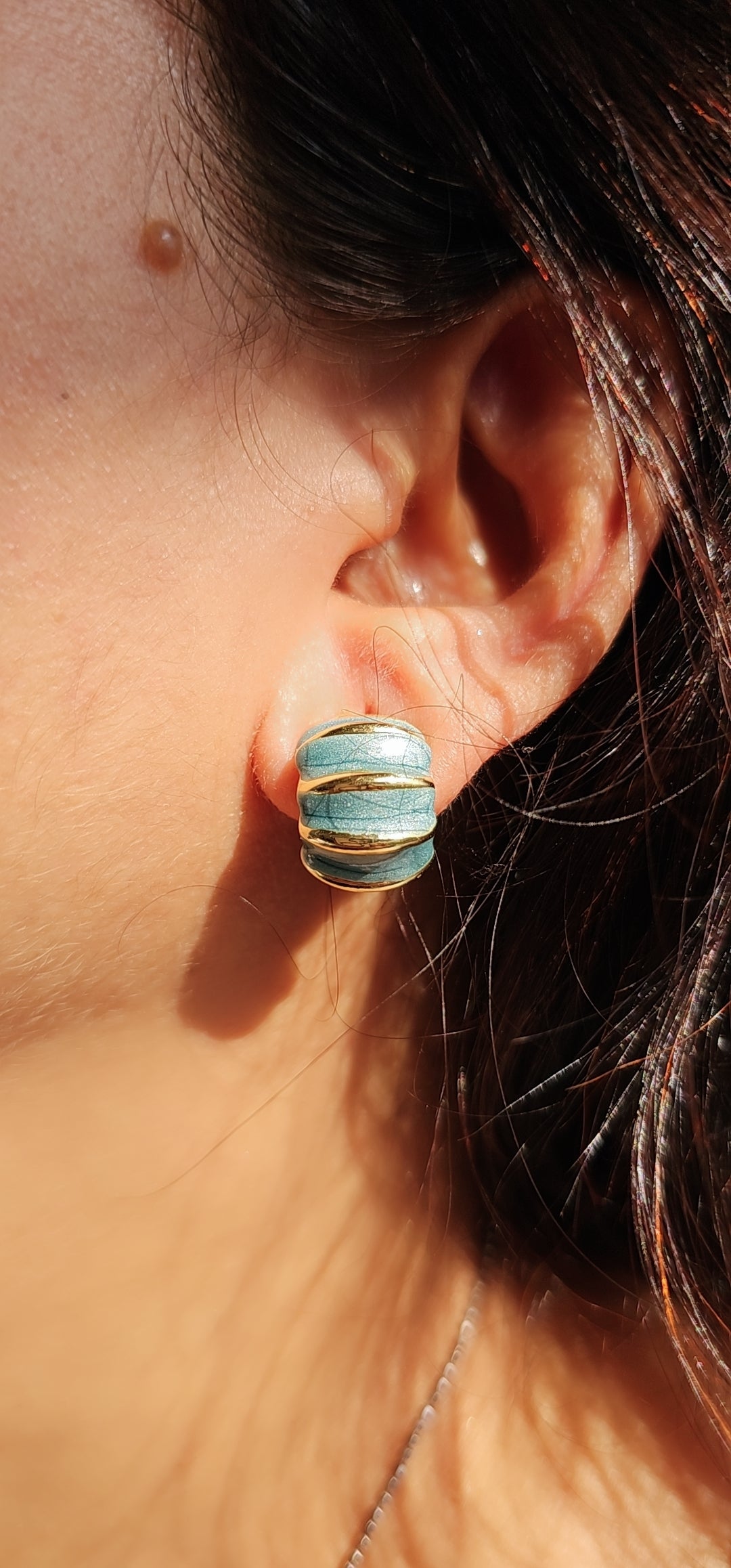 Ocean Luxe Enamel Huggies