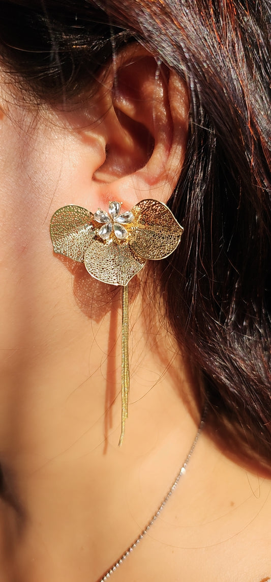 Golden Orchid Drop Earrings
