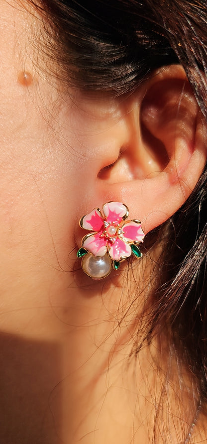 Blossom Bloom Floral Pearl Studs