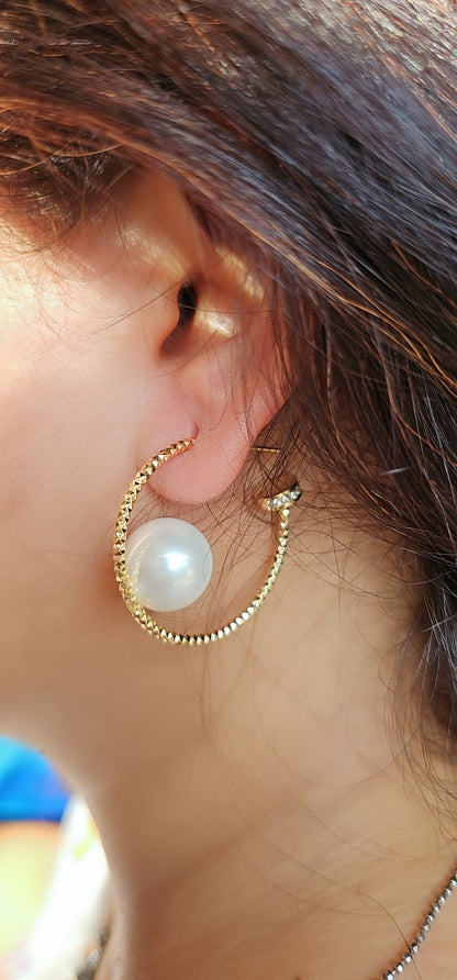Celeste Pearl Hoop Earrings