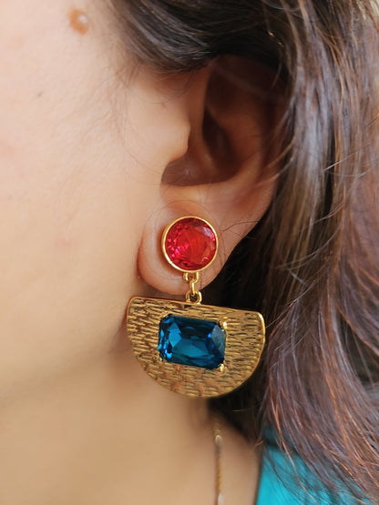Celeste Dual-Tone Gem Drop Earrings
