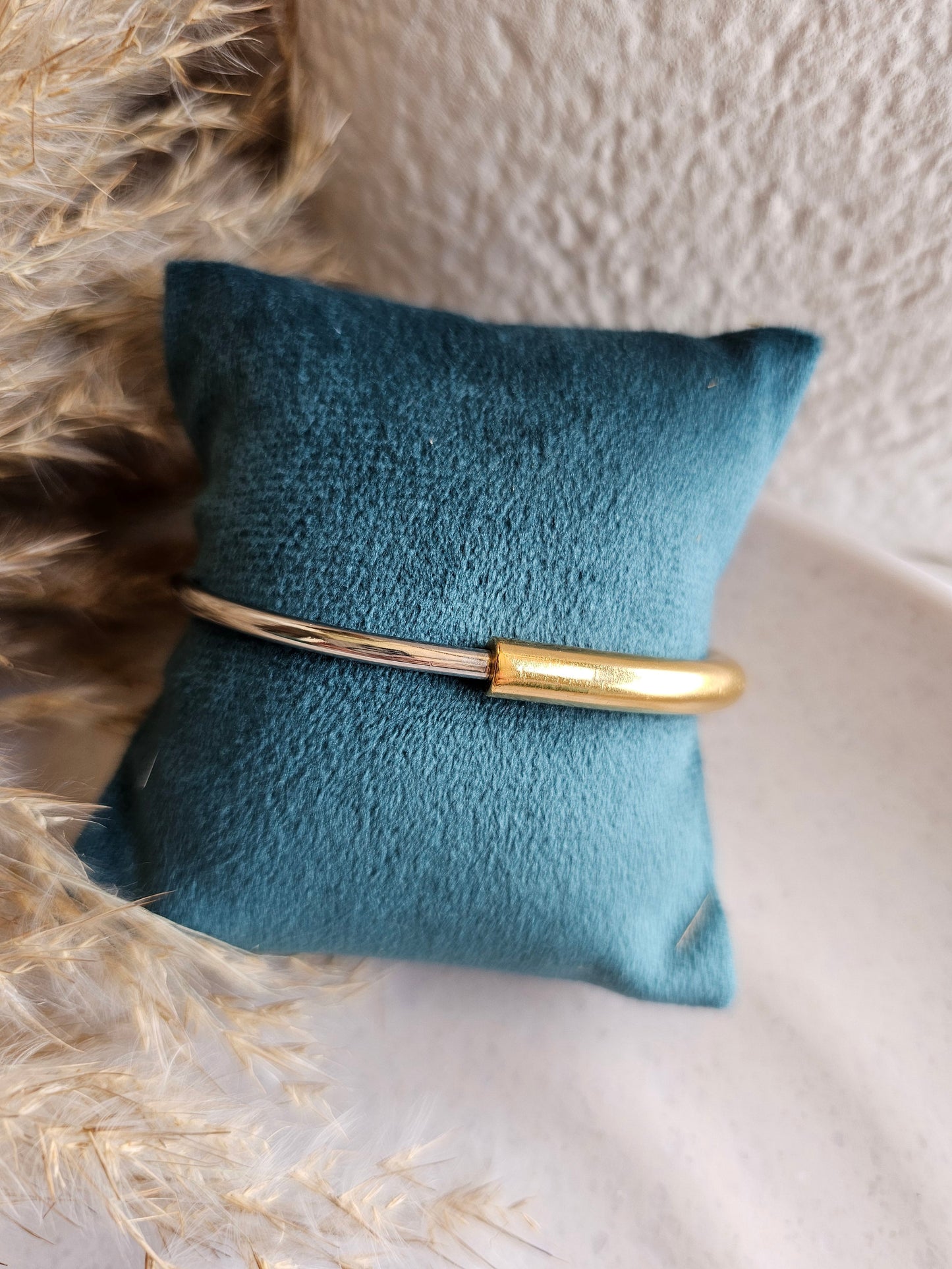 Dual-Tone Sleek Cuff Bracelet