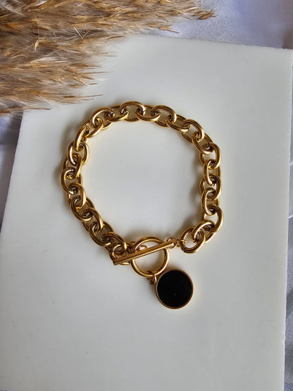 Noir Charm Gold Link Bracelet