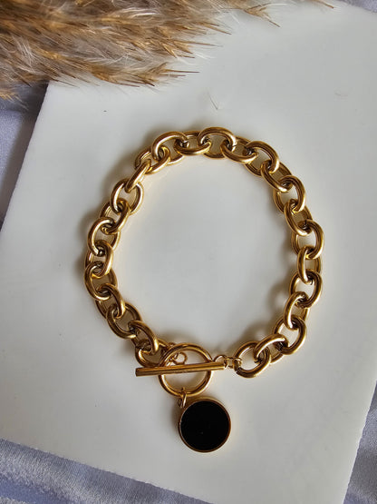 Noir Charm Gold Link Bracelet