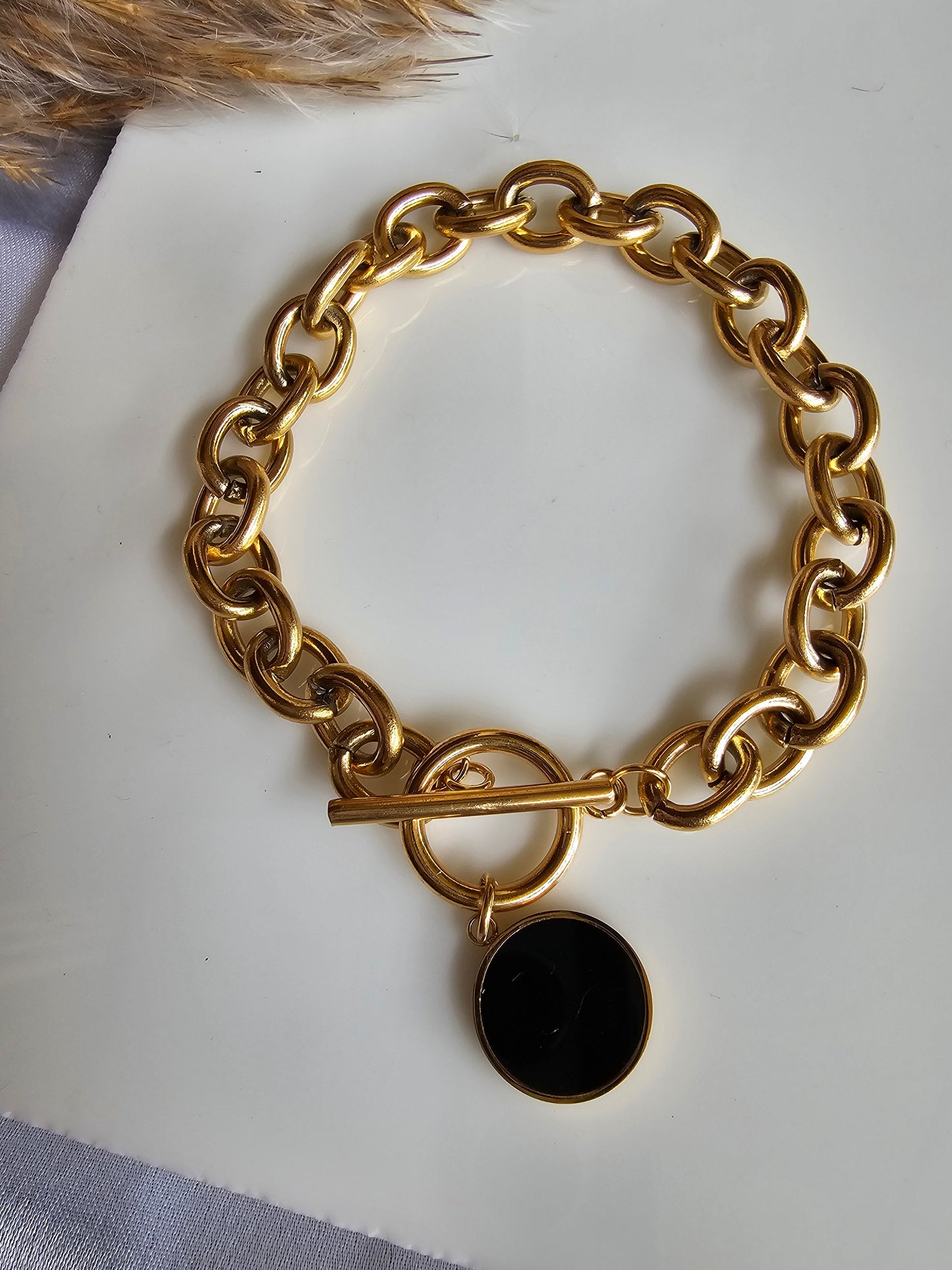 Noir Charm Gold Link Bracelet