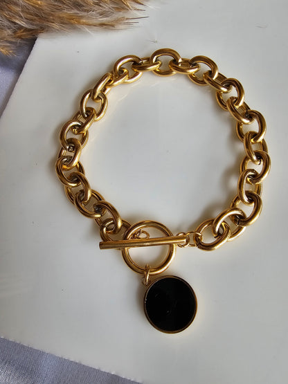 Noir Charm Gold Link Bracelet