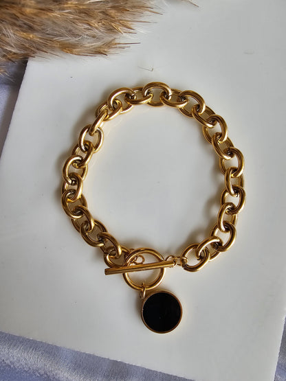Noir Charm Gold Link Bracelet