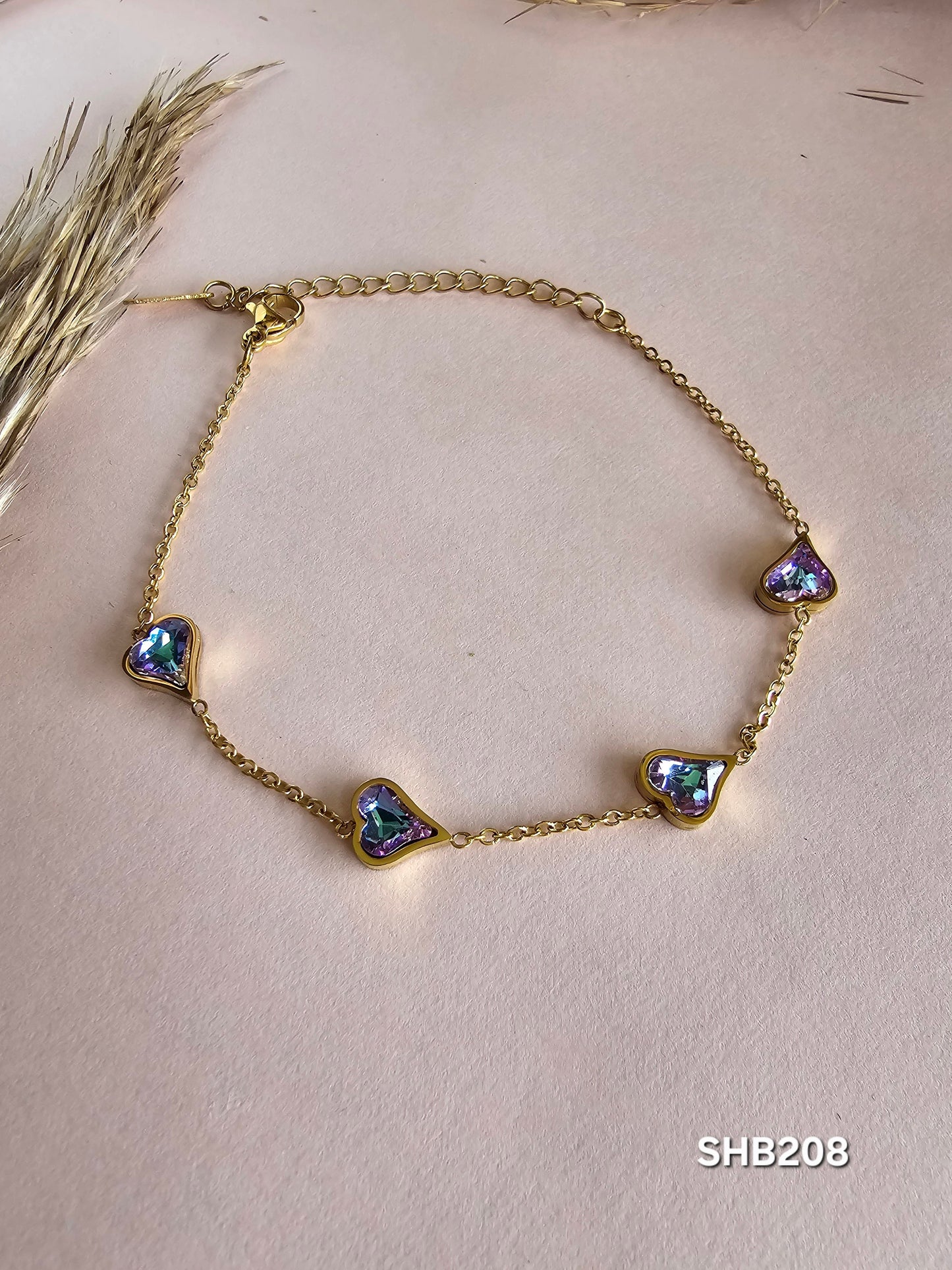 Crystal stone Hearts Bracelet