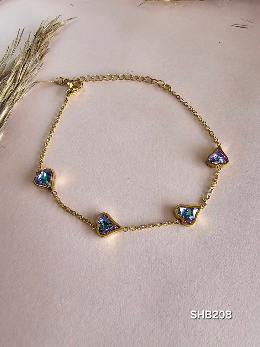 Crystal stone Hearts Bracelet